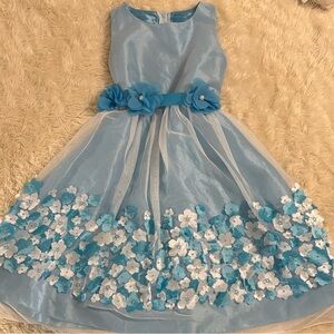 Blue Sleeveless Dress with Floral Accents. PERFECT FOR SPRING!